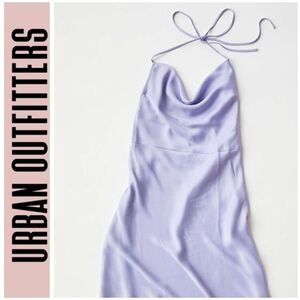 NWT Urban Outfitters UO Lavender Tie Halter Cowl Neck Open Back Maxi Slip Dress